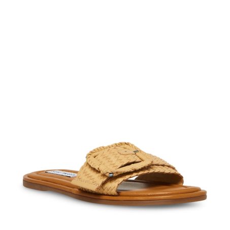 Brown Steve Madden Della Natural Women's Slides | PH 3857VPF